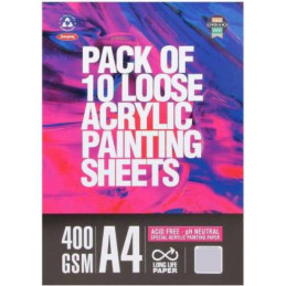 Anupam Acrylic Painting Loose Sheets (A4,400 GSM) -10 Sheets