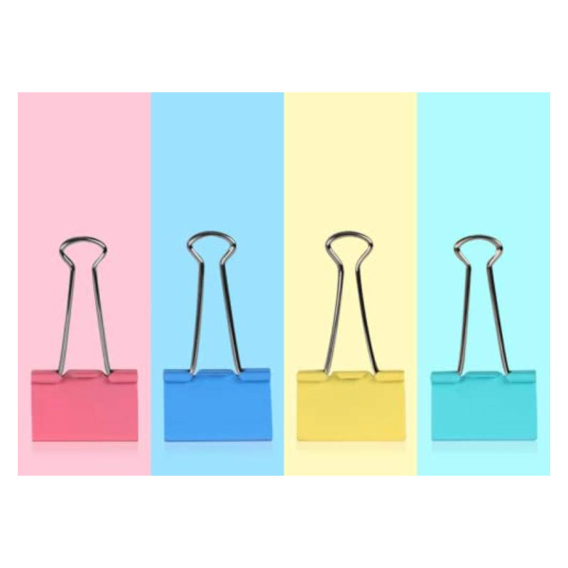 Colour Binder Clips - 19mm, Miexd Colour, 40 Clips