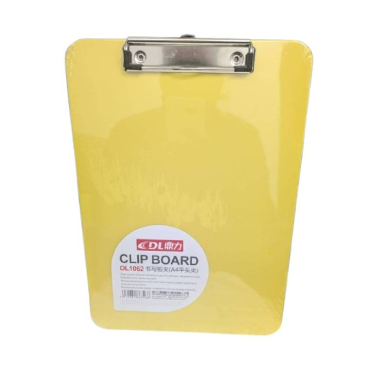 DL A4 Size Clip Board/Exam Pad/Clip Pad/Exam Board (Pastel Yellow) - With Hanging Hook