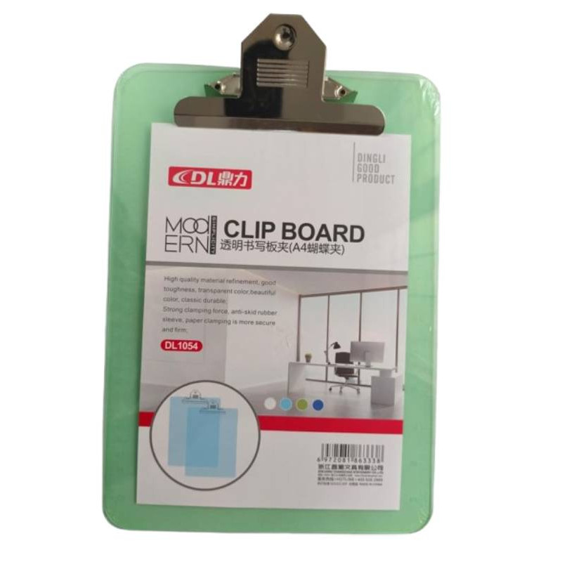 DL A5 Size Clip Board/Exam Pad/Clip Pad/Exam Board (Translucent Green ) - With Hanging Hook