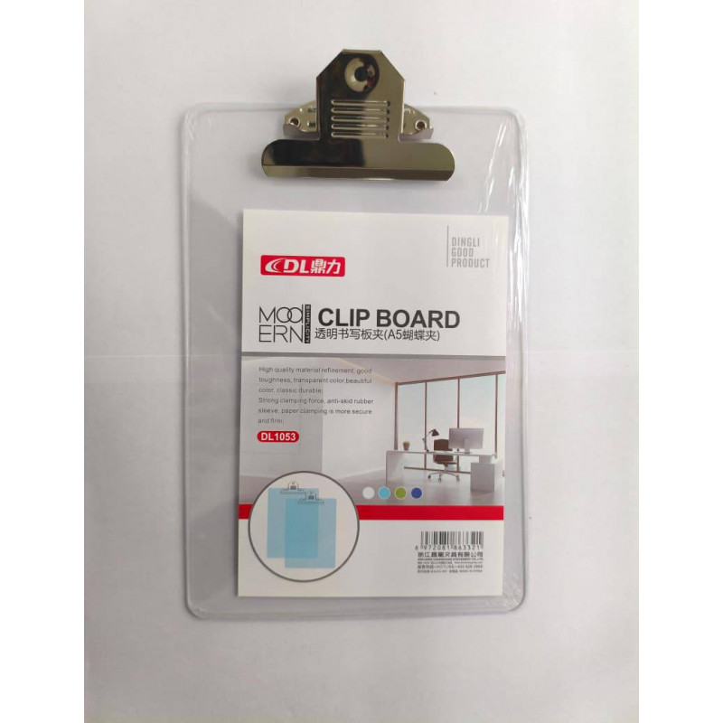 DL A5 Size (Transparent/Clear) Exam Pad /Clip Board/Clip Pad/Exam Board - Recommeded for School Exams -Sturdy