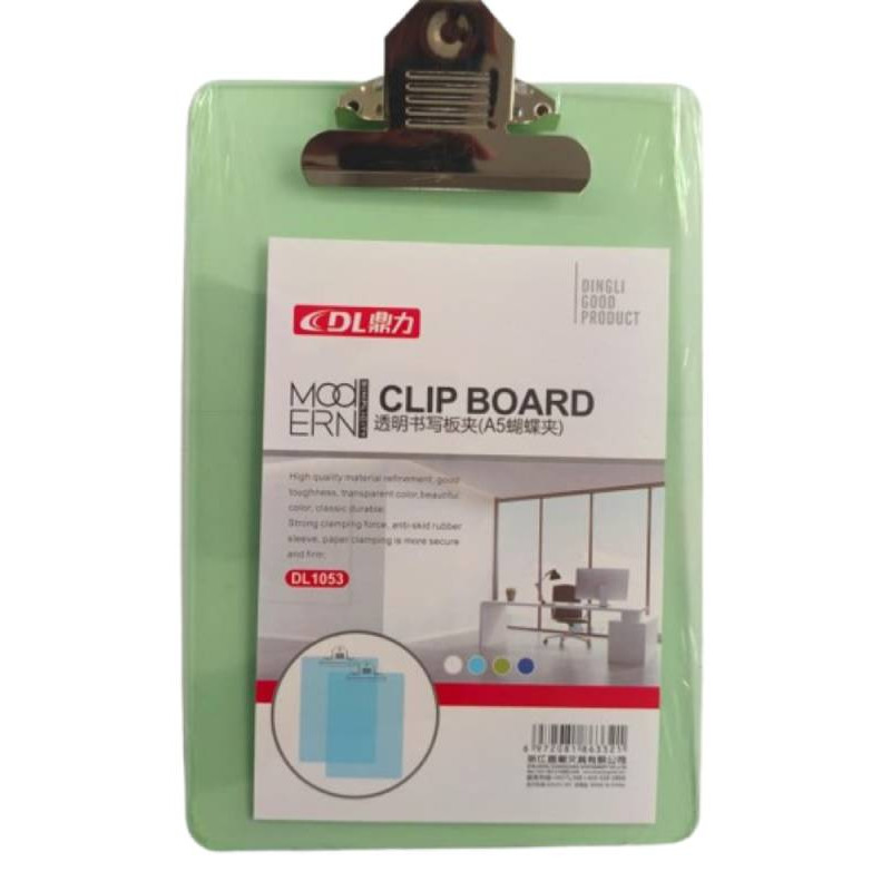 DL A4 Size Clip Board/Exam Pad/Clip Pad/Exam Board (Translucent Green ) - With Hanging Hook