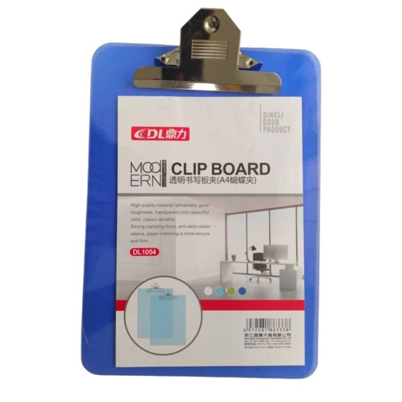 DL A4 Size Clip Board/Exam Pad/Clip Pad/Exam Board (Transculent Blue) - With Hanging Hook