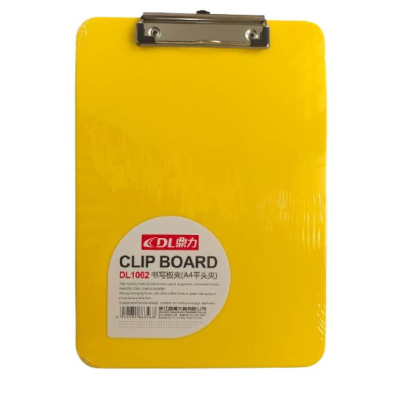 DL A4 Size Clip Board/Exam Pad/Clip Pad/Exam Board (Pastel Yellow) - With Hanging Hook
