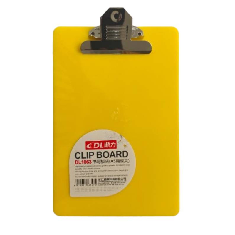 DL A5 Size Clip Board/Exam Pad/Clip Pad/Exam Board (Yellow)