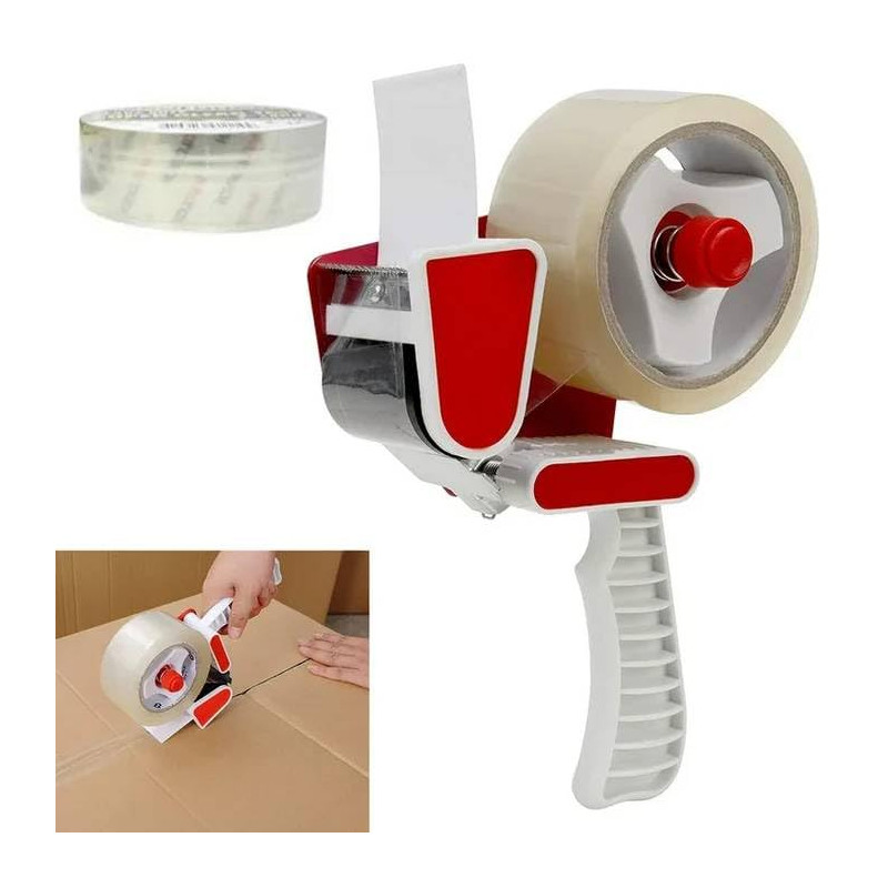 DL 2 Inch PVC Tape Dispenser/Carton Sealer-Rubber Base, Ergonomic Grip-Fits 2 inch Tape -Sharp Blades