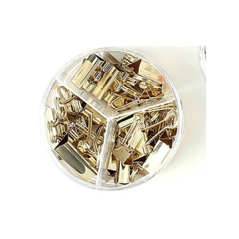 Gold Colour Binder Clips (Mixed Sizes,19mm-24 Pcs,25mm-12Pcs, 32mm - 6pcs)