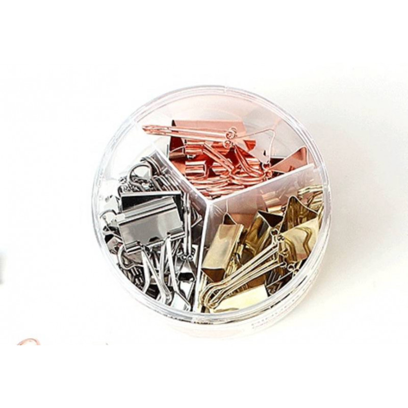 Metallic Colour Binder Clips (Mixed Colour -Silver-24 Pcs,Gold-12Pcs, Rose Gold - 6pcs) 25mm