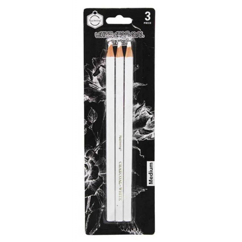 White Charcoal Pencils (3 Pcs Set) Medium