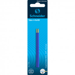 Schneider Take 4 Ball Point Pen Refills (Blue,Pack of 2)