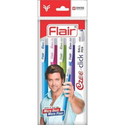 Flair Ezee Click Ball Pen -0.7mm (Red, Pack of 5)