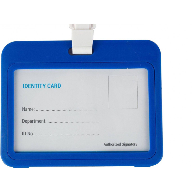 Worldone Double Side Display ID Card Holder (Horizontal,Blue,5's Pack)