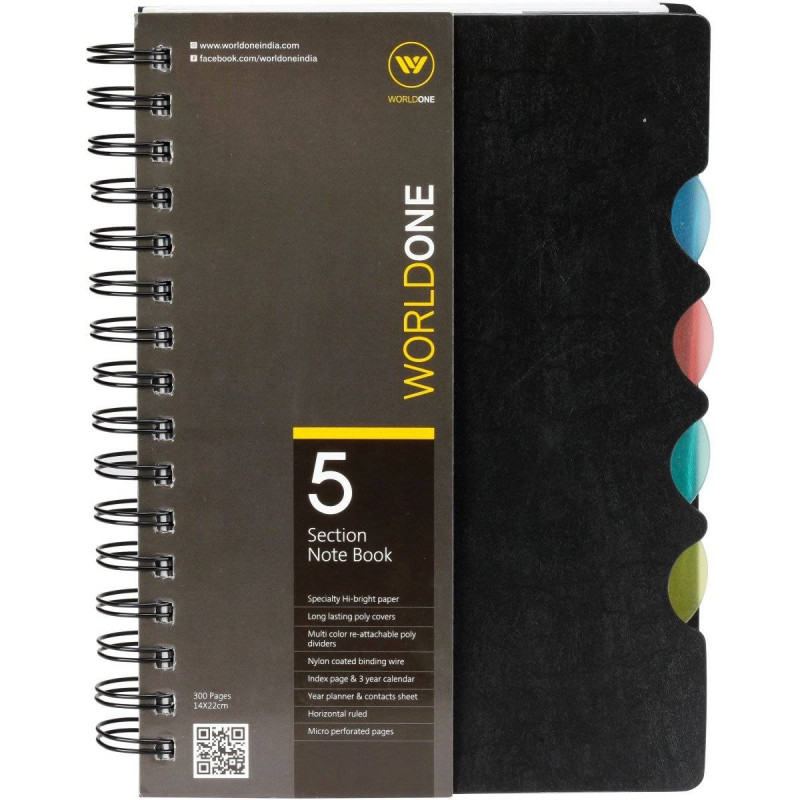 World one Spiral notebook- A5 Size (pack of 3)