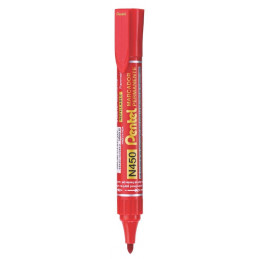 Pentel N450 Permanent Marker - Red, Xtra Large Size (Pack of 10)