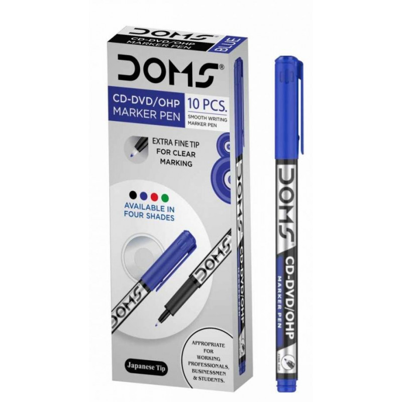 DOMS CD/DVD Markers Office School Home Use Pack of 10 Black Marker- Pens