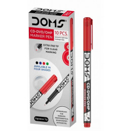 Doms CD-DVD/OHP Marker (Red, Pack of 10)
