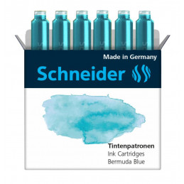 Schneider Pastel Ink Cartridges (Bermuda Blue,12 Pcs) For Schneider Fountain & Roller Cartridge Pens