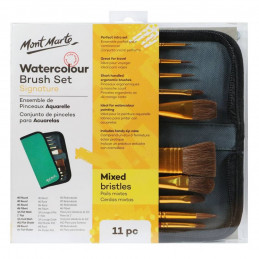 Mont Marte Mixed Bristle Water colour Brush Set Wallet 11pce - BMHS0032