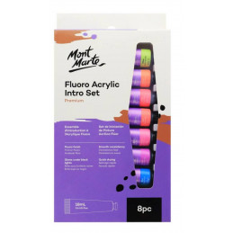 Mont Marte Fluoro Acrylic Paint Intro Set (18ml,8 Colours) - PMFL8181