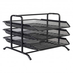 Metal Mesh Document Tray File Tray Paper Holder (3-Tier ) - Black