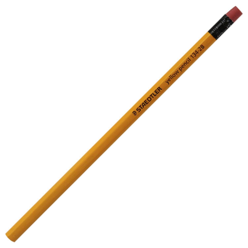 Staedtler HB Yellow Pencil with Eraser tip - 134 HB (Pack of 12)