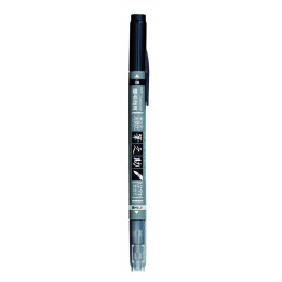Tombow Dual Tip Fudenosuke Brush Pen (GCD-121) Gray/Black Ink,