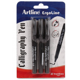 Artline Black Calligraphy Pen Set with 3 Nibs (Nib Sizes -1.0,2.0,3.0)