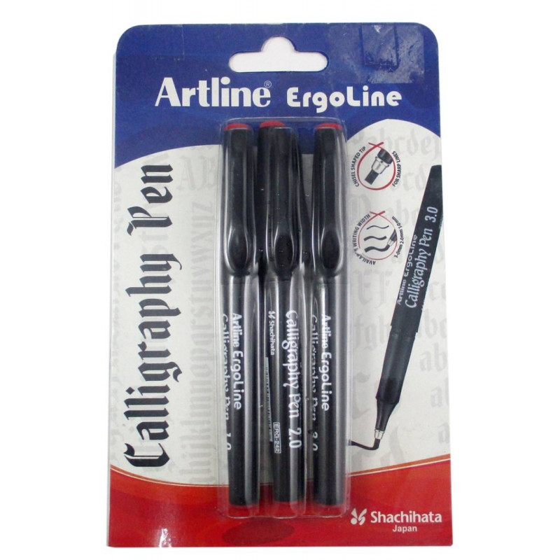 Artline Calligraphy Pen Set with 3 Nibs - Red (1.0,2.0,3.0 Tips)