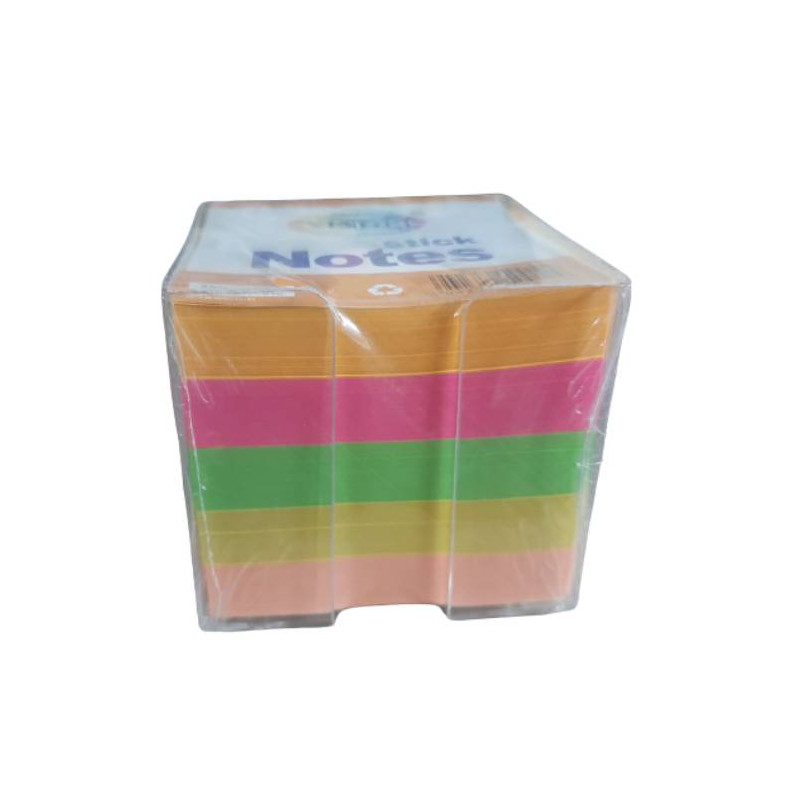 Sticky Notes in Acrylic Cube Container - Multi Colour