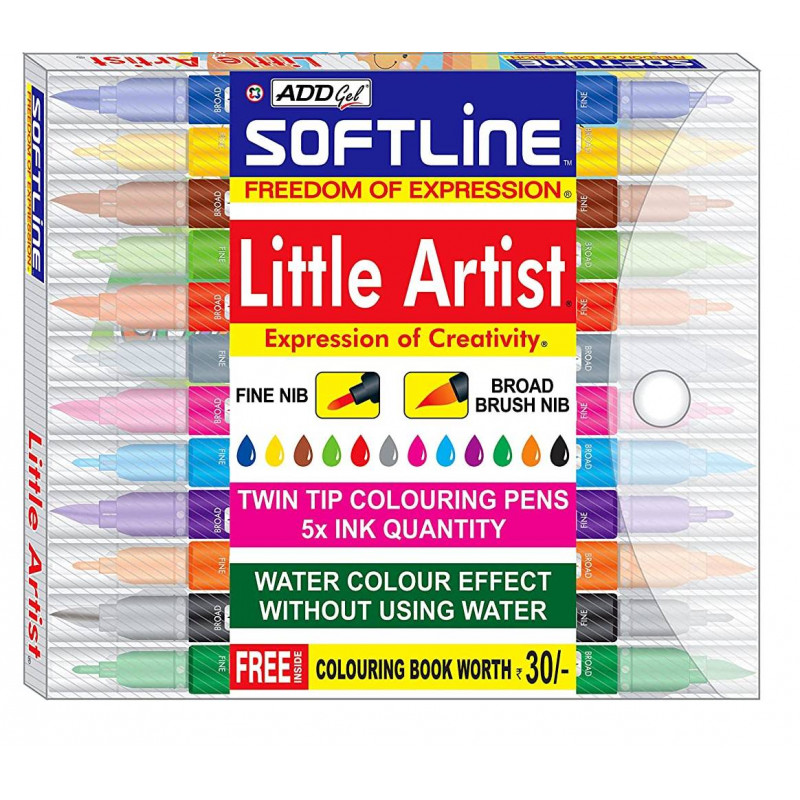 ADD Gel Softline Little Artist Colouring Pen,Twin Tip 12 Pen Set  (1),Multicolor : Amazon.in: Office Products