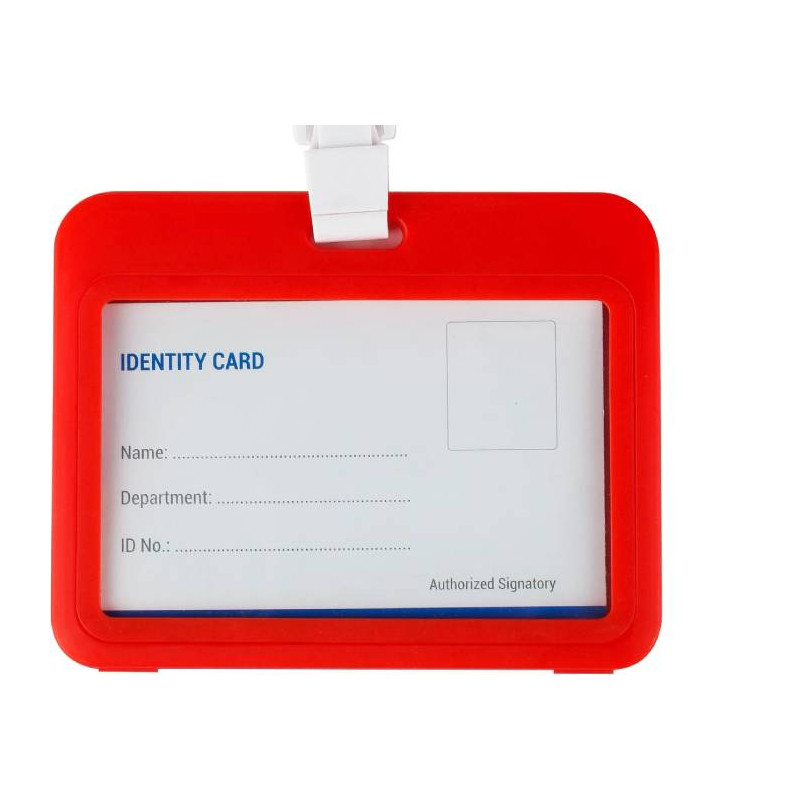 Worldone Double Side Display ID Card Holder (Horizontal,Red,5's Pack)