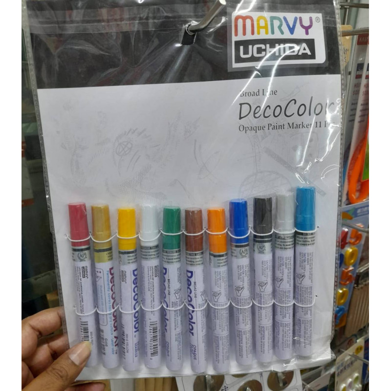 Marvy Uchida DecoColor Paint Marker Set (11 Colours) Broad,Opaque