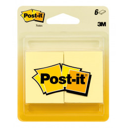 3M Post it Notes, 2" X 3" , Canary Yellow, 100 Sheets (Pack of 5)