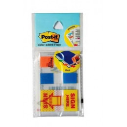 3M Post-it Flags 12.5mm x 43.7mm x 2 Colors, 10 Pulls Each + Sign Here 25mm X 43.7mm,12 Pulls (Pack of 3)