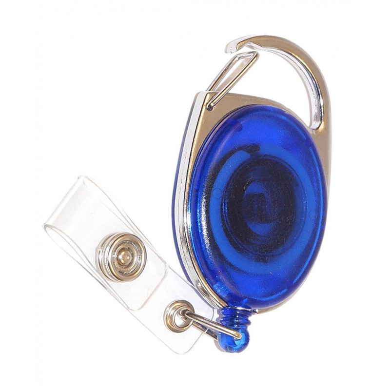 2 Pcs ID Badge Card Holder Oval Pulley Retractable Reel Blue