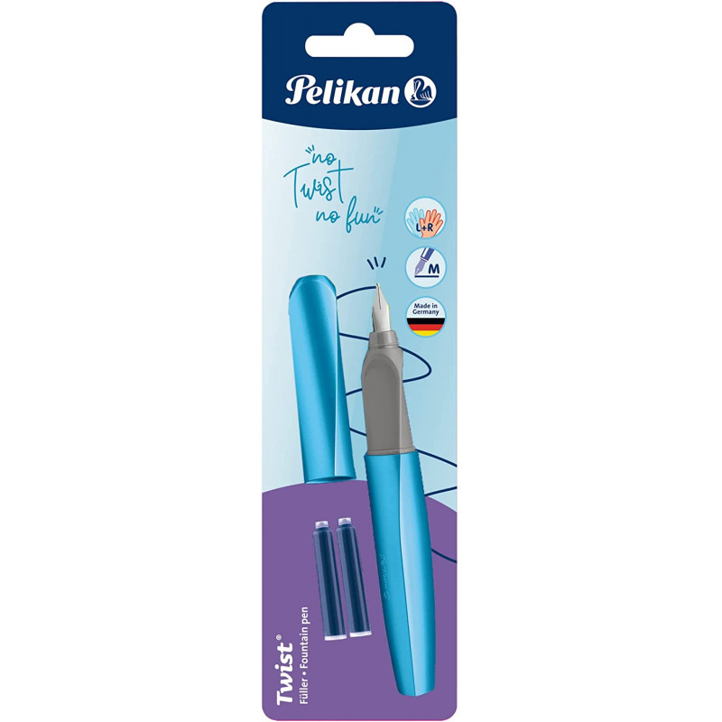Pelikan 811262 Twist Fountain Pen, Medium Nib (Frosted Blue)