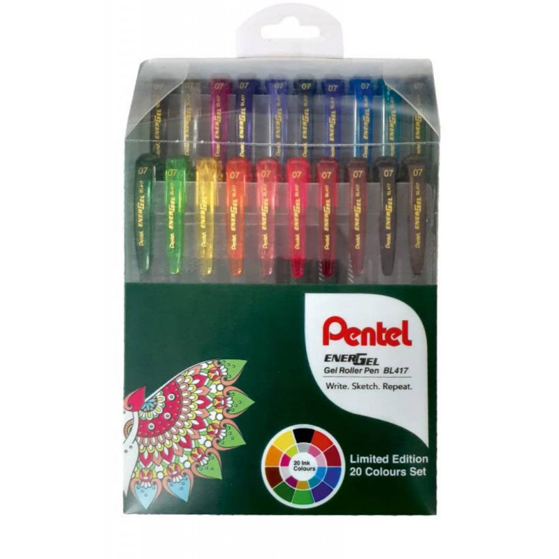 Pentel Energel Multi Colour Roller Gel pens (20 Colours,0.7mm)