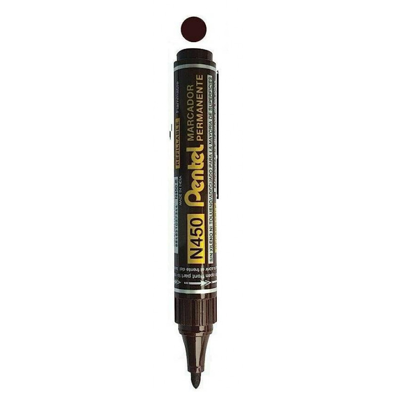 Pentel N450 Permanent Marker - Brown, Xtra Large Size (Pack of 10)