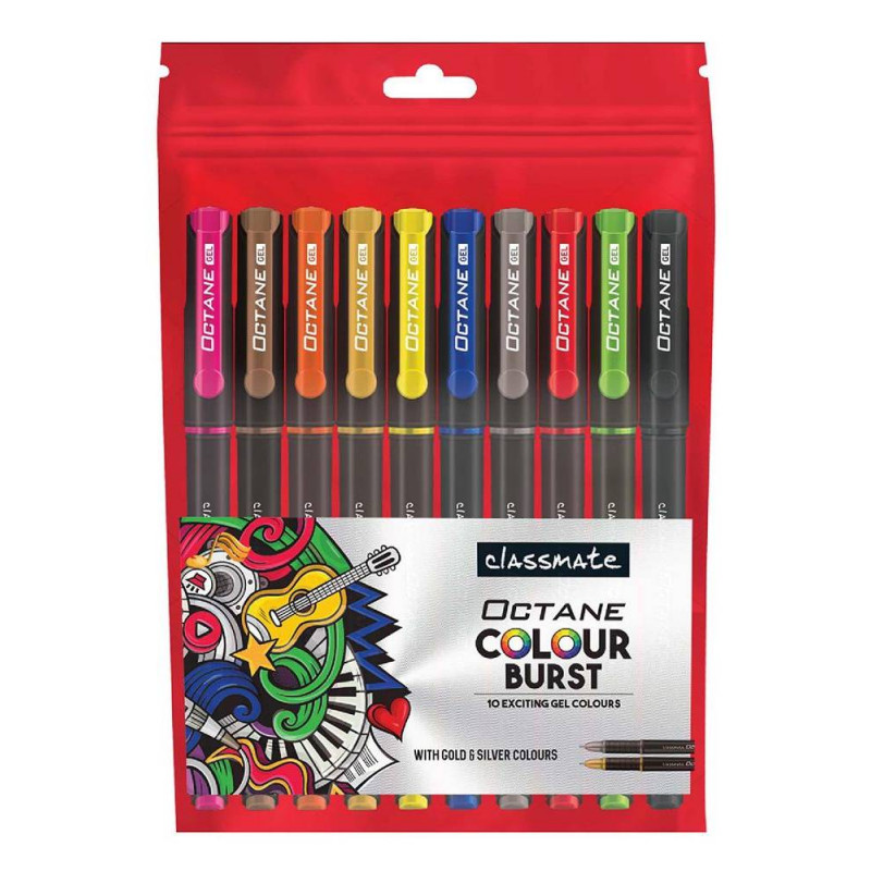 Gel Pens, Bulk Pack Of 10 Pens, Assorted Colors, Office & School